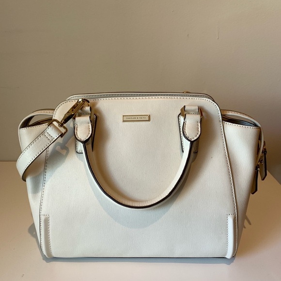 Charles & Keith Ivory Structured Top Handle Bag - Picture 1 of 6